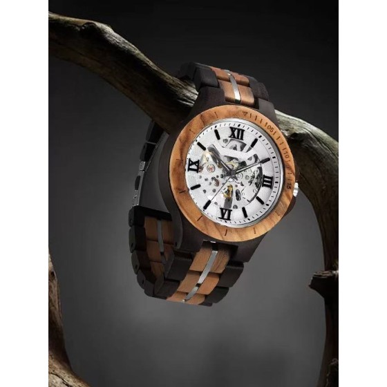 Automatic mechanical skeleton steel watch